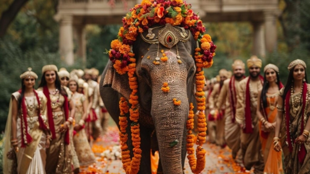 indian wedding with elephant