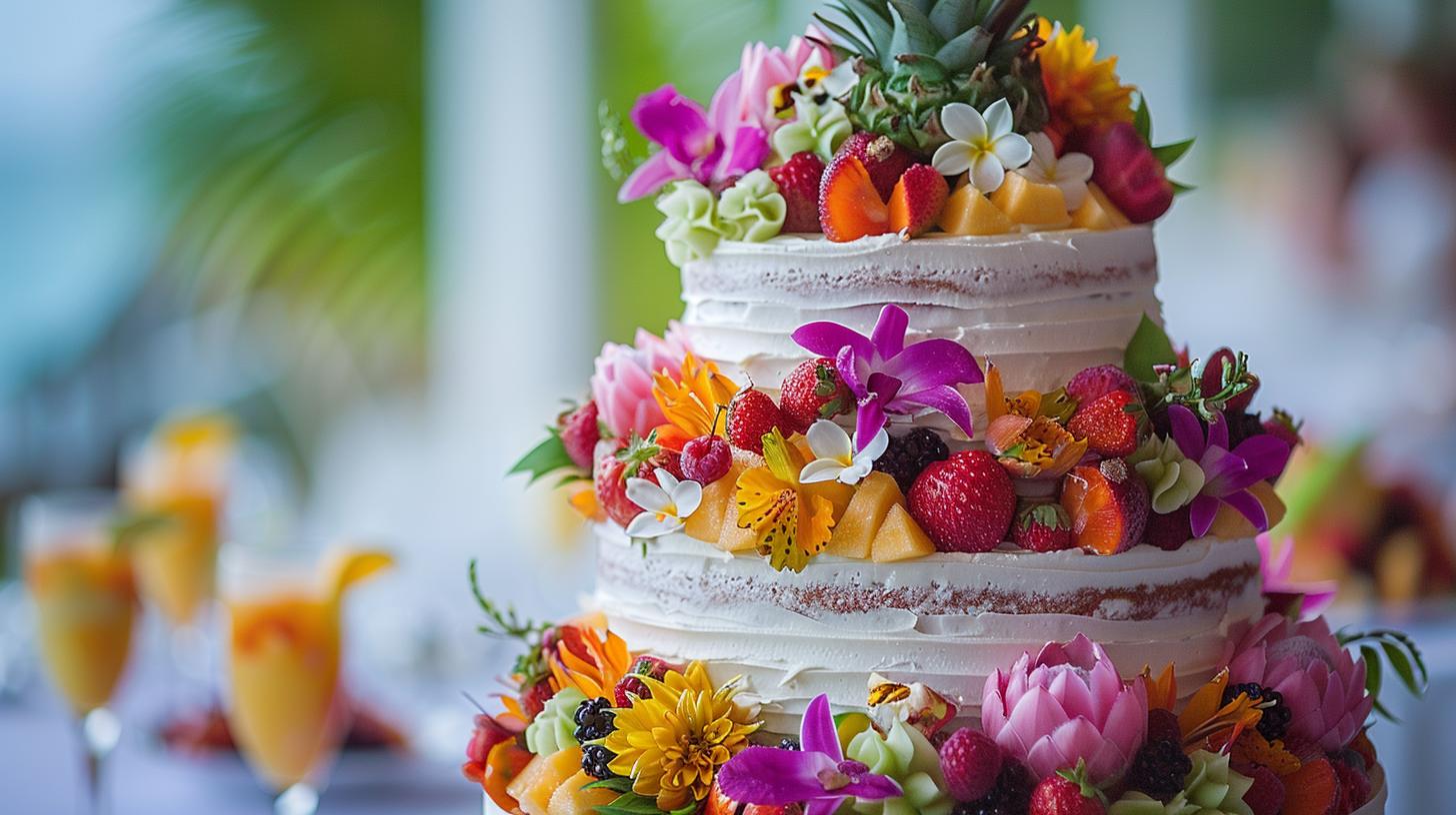 pastel de boda tropical